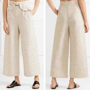 Mara Hoffman Cropped Wide Leg Pants Striped Basketweave